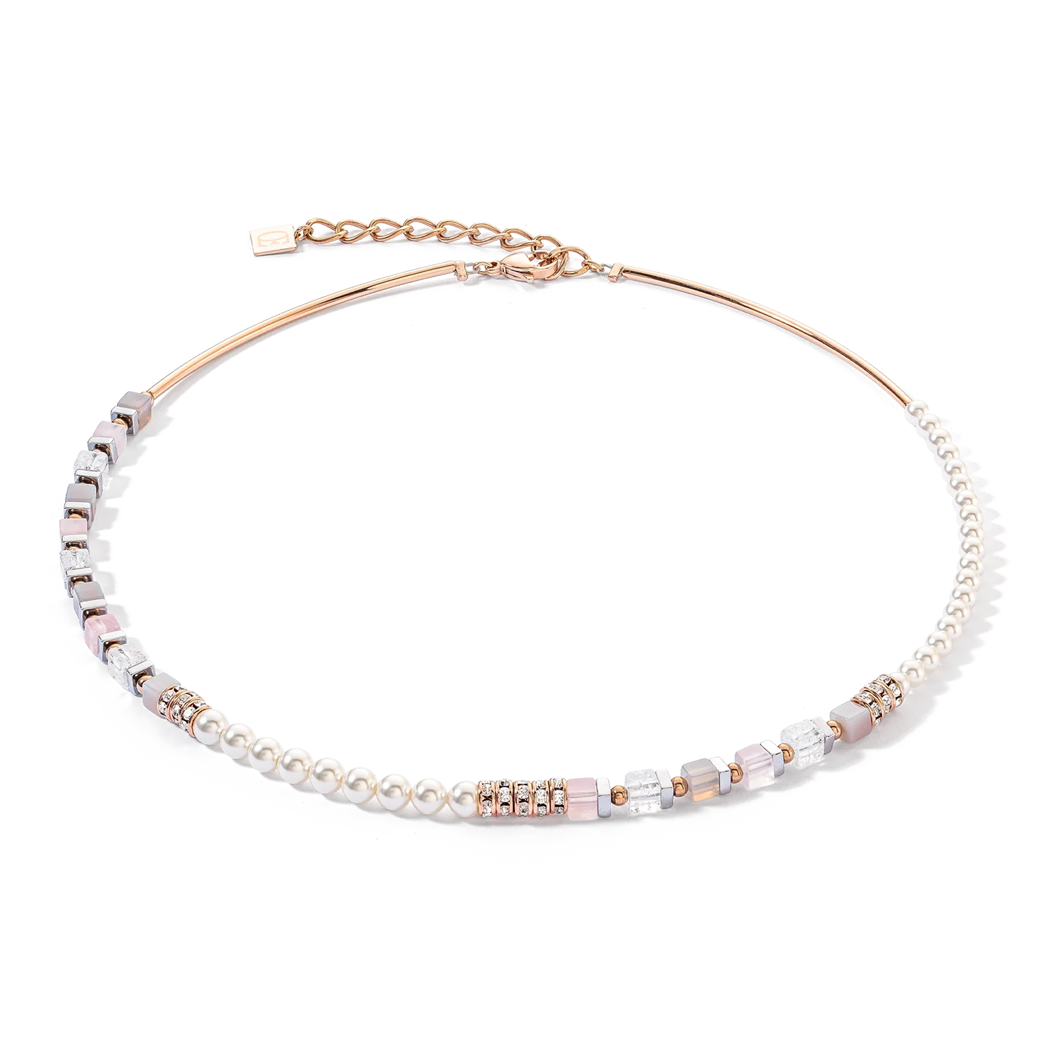 Collier Precious Fusion Offset or rose et rose glacé
