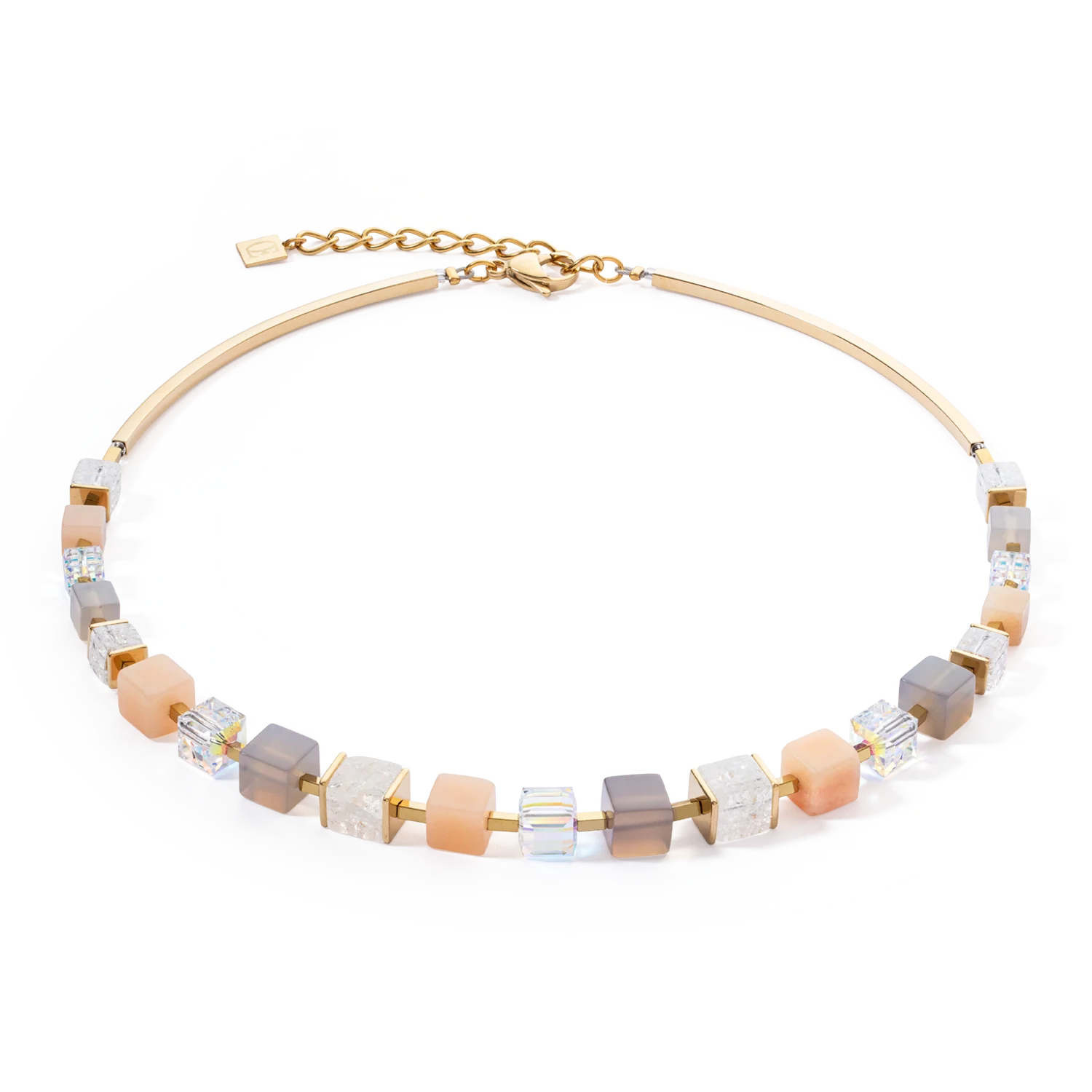 Collier Precious Statement Cubes gris-pêche