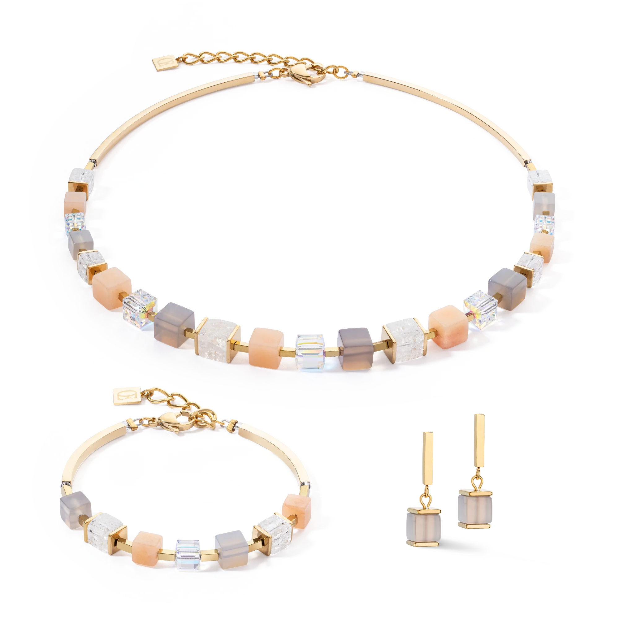 Collier Precious Statement Cubes gris-pêche - Image 3