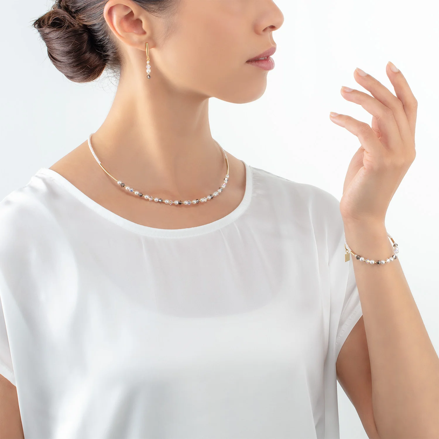 Collier Princess Pearls gris-cristal - Image 4