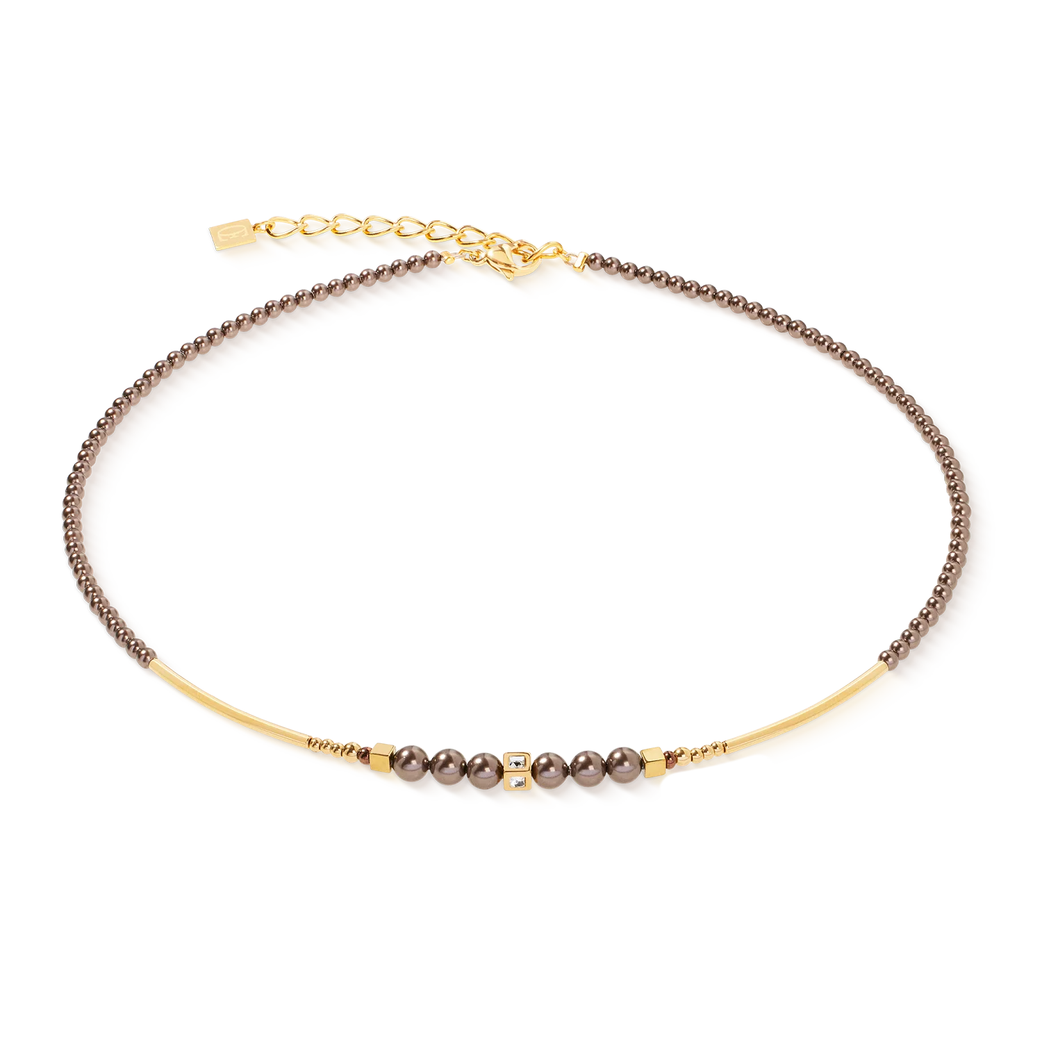 Collier Shimmering Princess Pearls or-marron