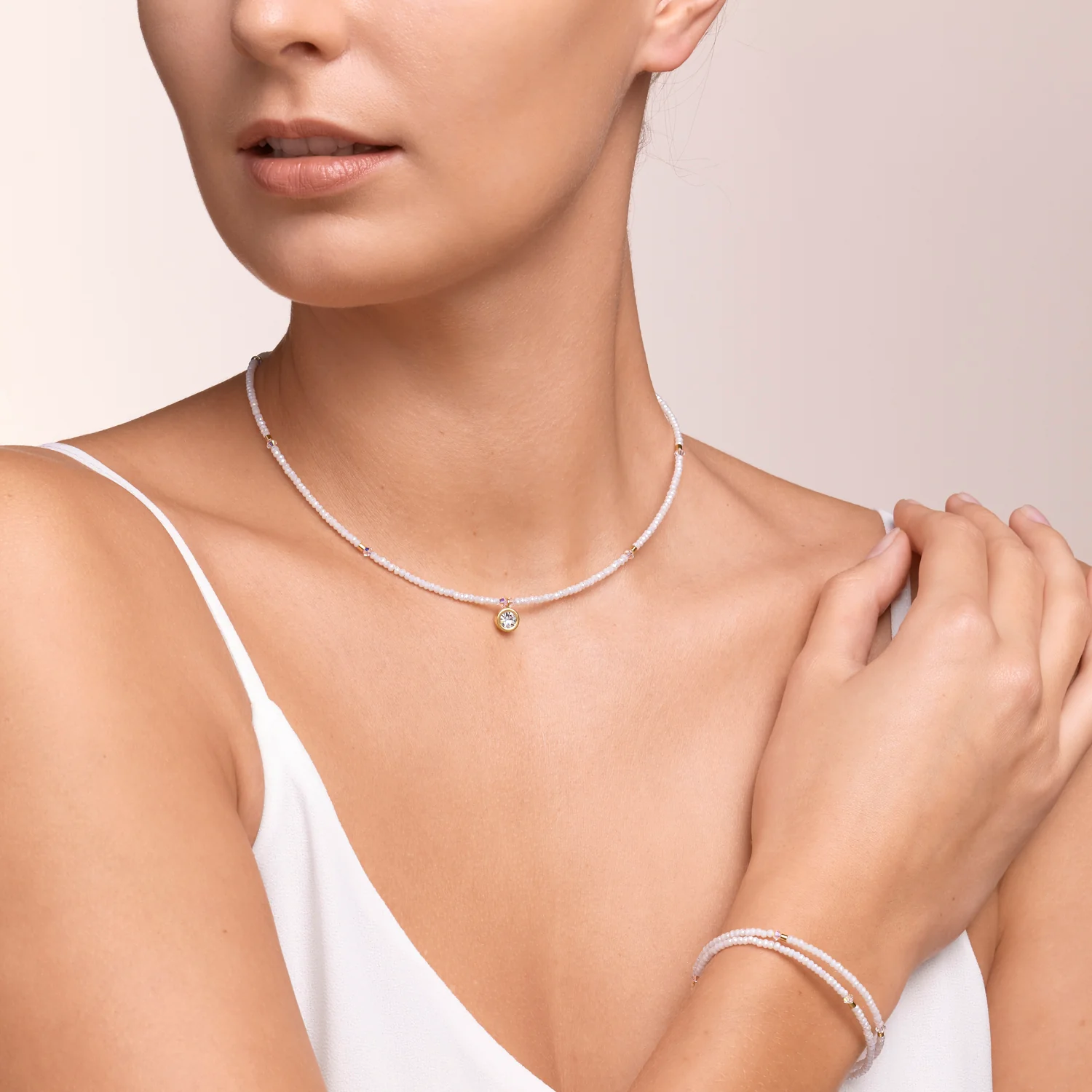 Collier small crystal or & blanc - Image 4