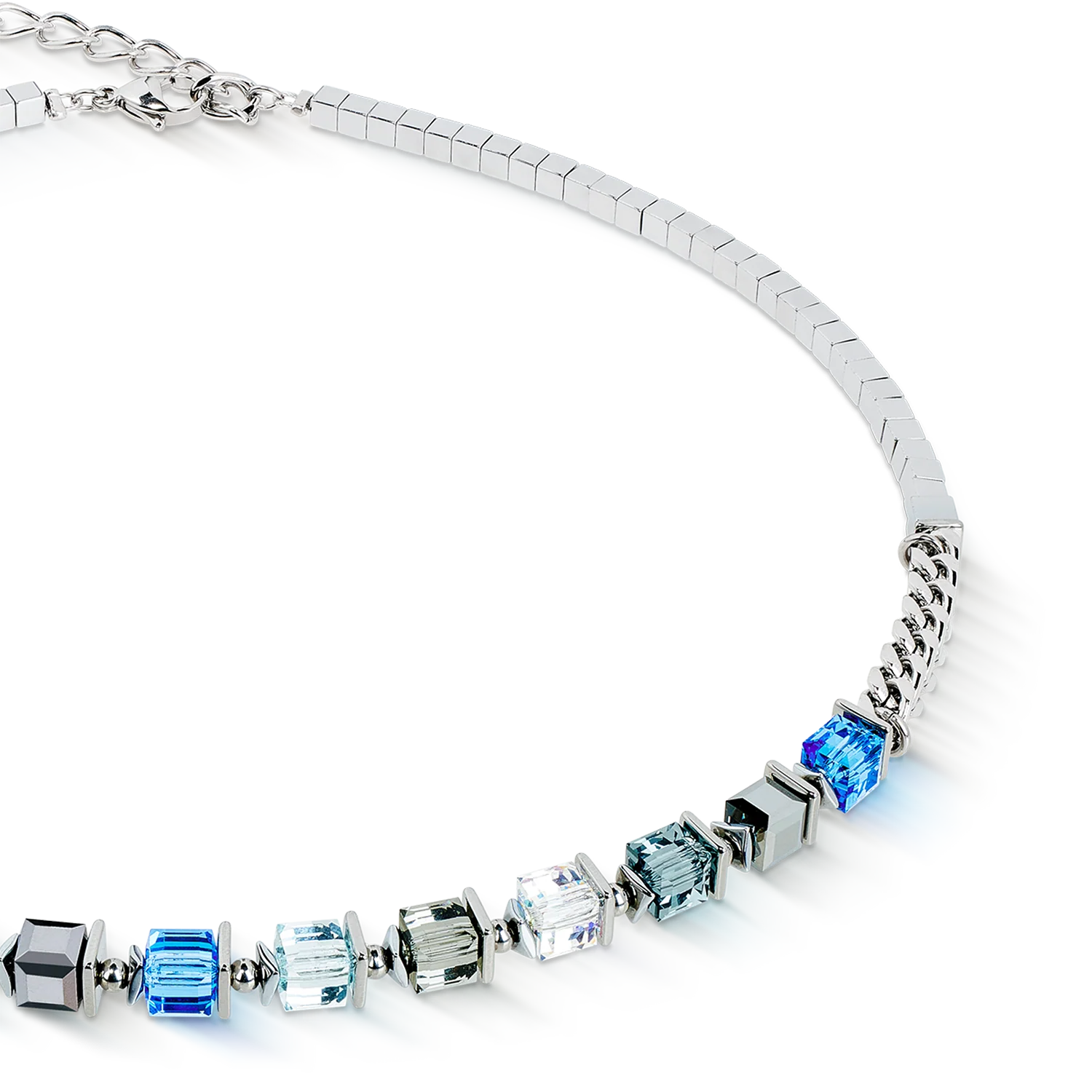 Collier Sparkling Cubes Fusion Chain argent-bleu - Image 2