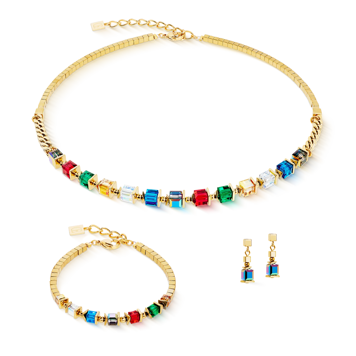 Collier Sparkling Cubes Fusion Chain or-multicolore - Image 3