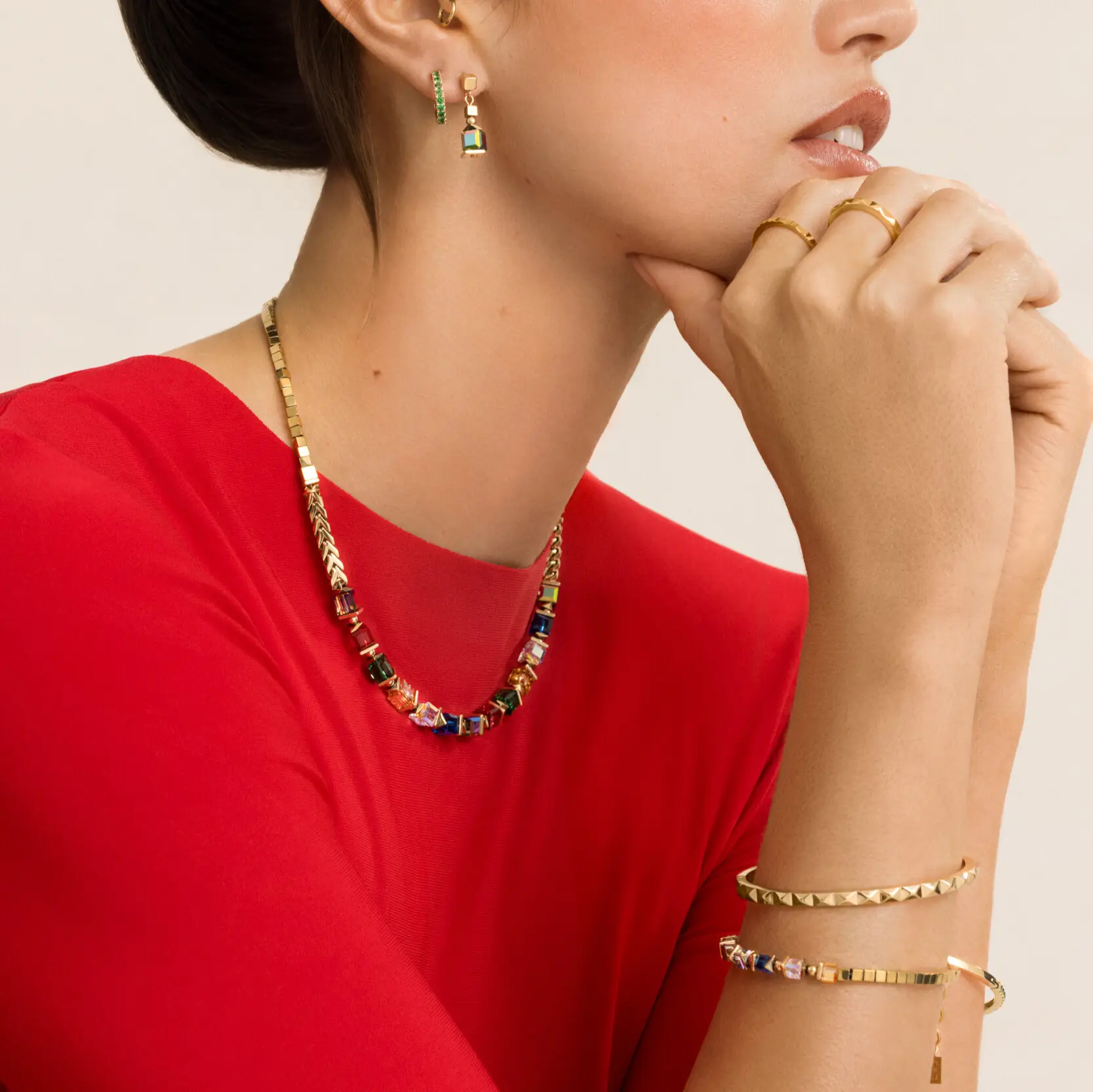 Collier Sparkling Cubes Fusion Chain or-multicolore - Image 4