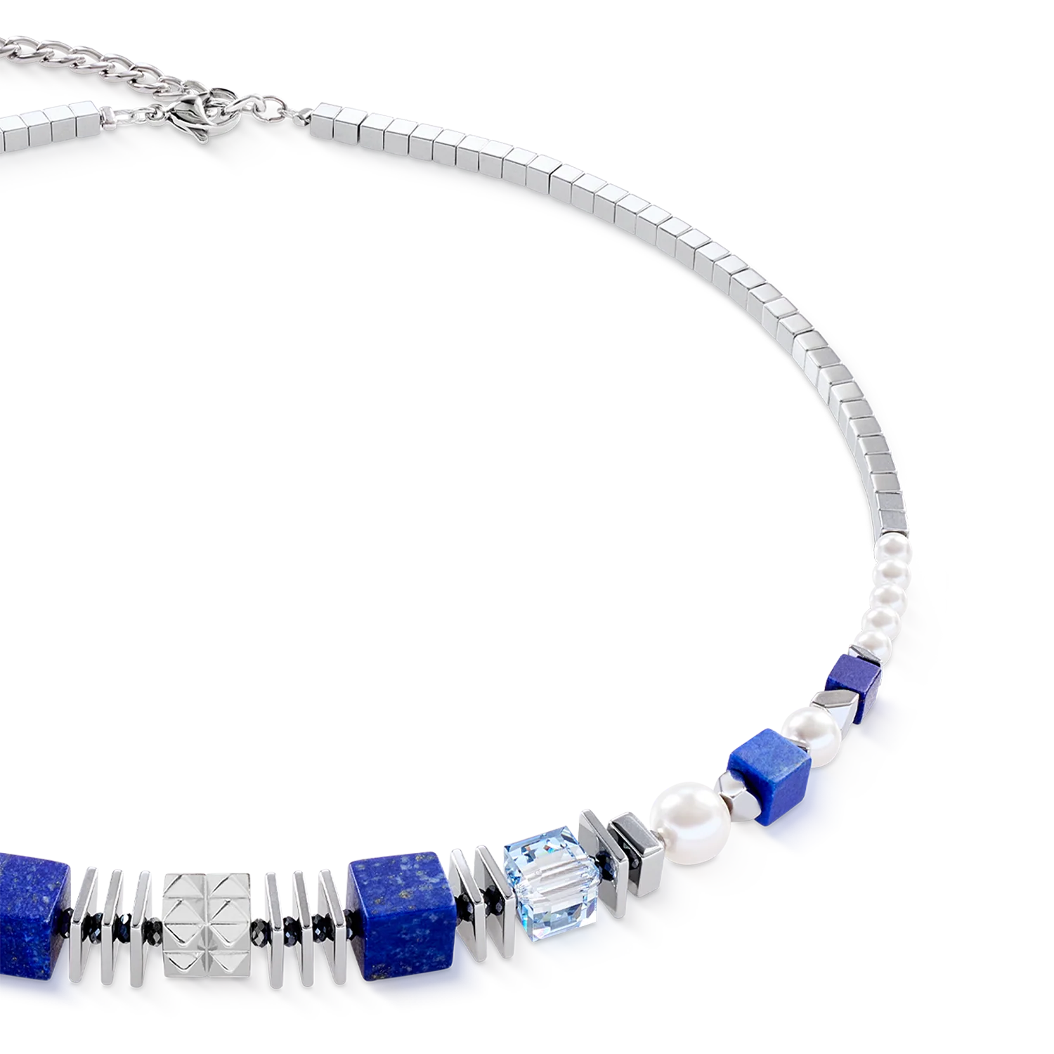 Collier Statement Cube Facets argent-bleu - Image 2