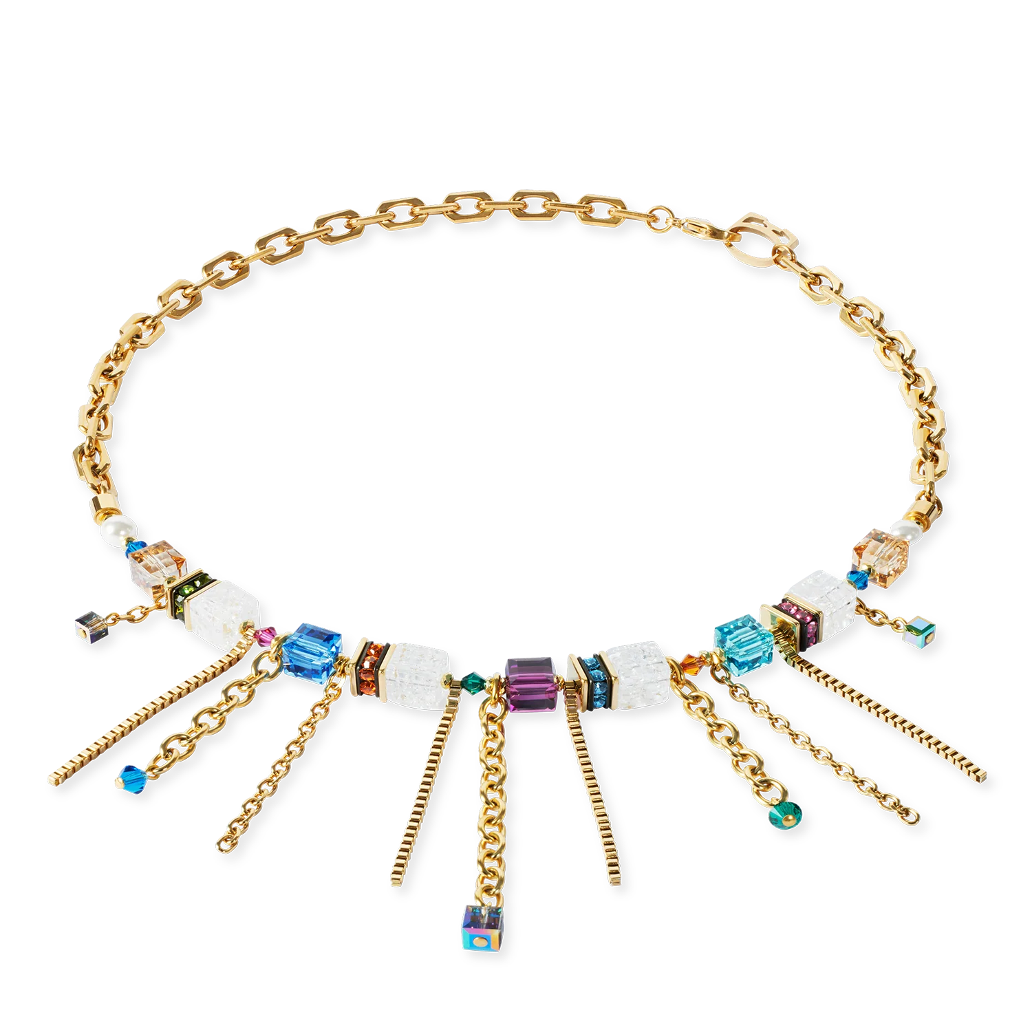 Collier Sunray Cube Couture or-multicolore