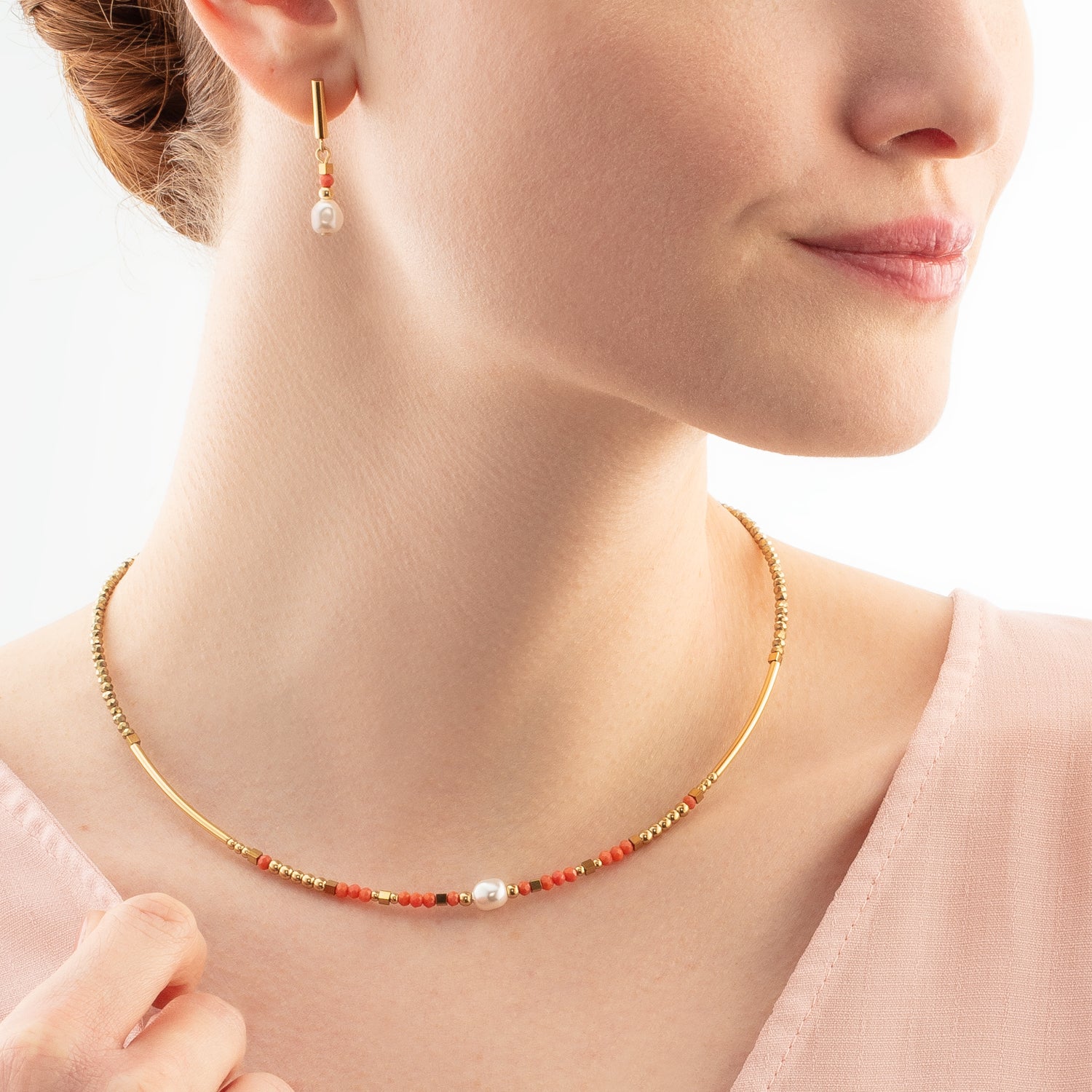 Collier Sunset Pearl or-corail - Image 4