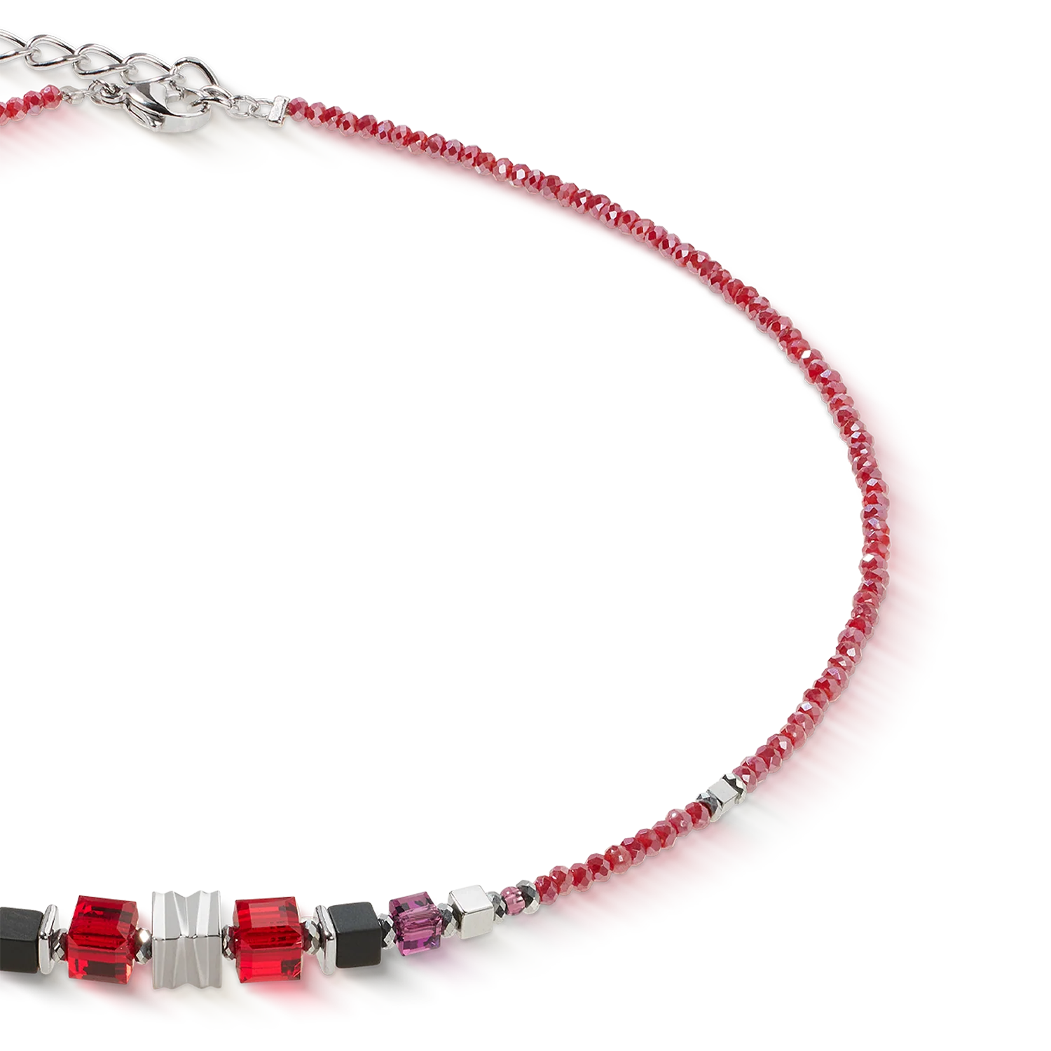 Collier Wave Cube Flow argent-rouge - Image 2