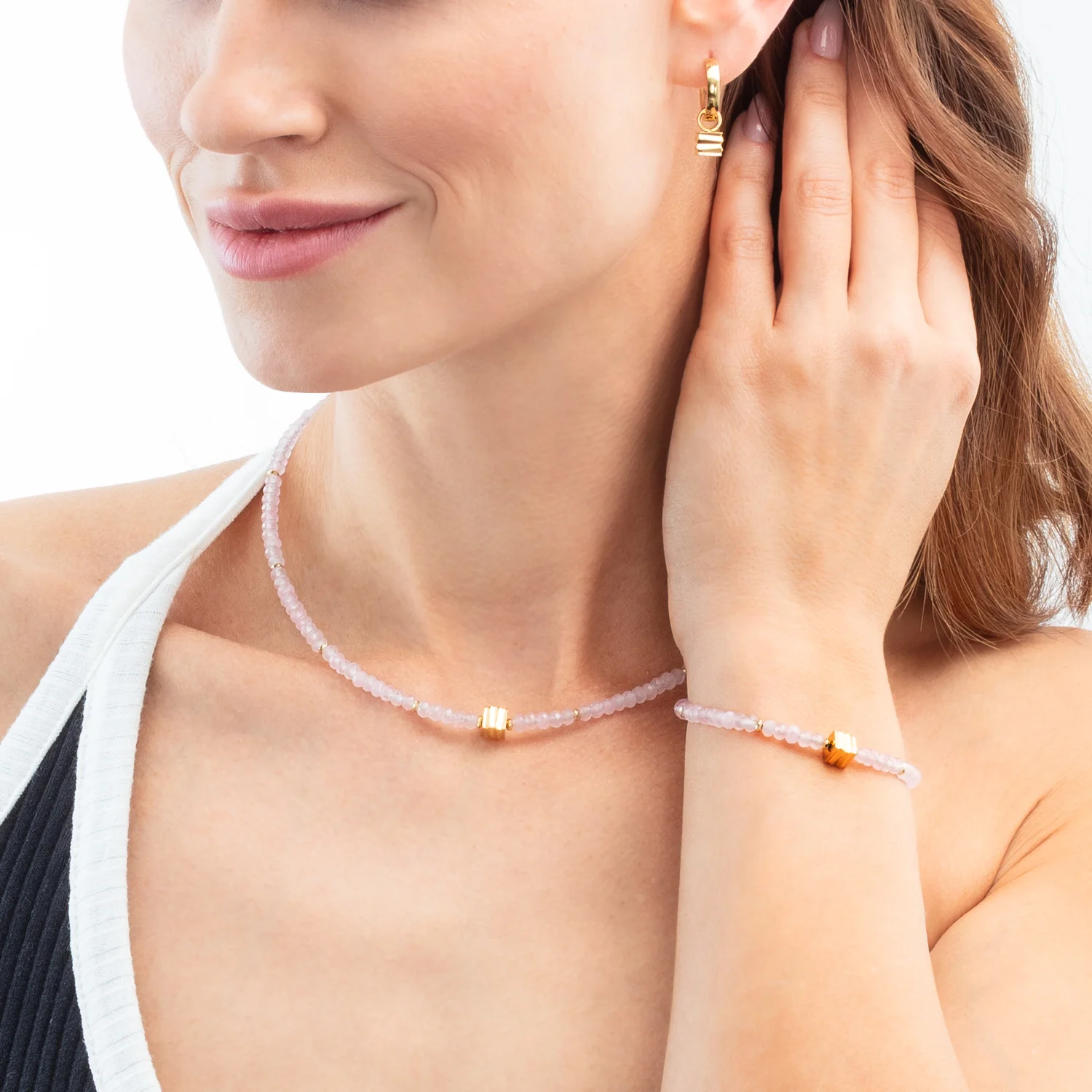 Collier Wave Essence Pink Jade or - Image 3