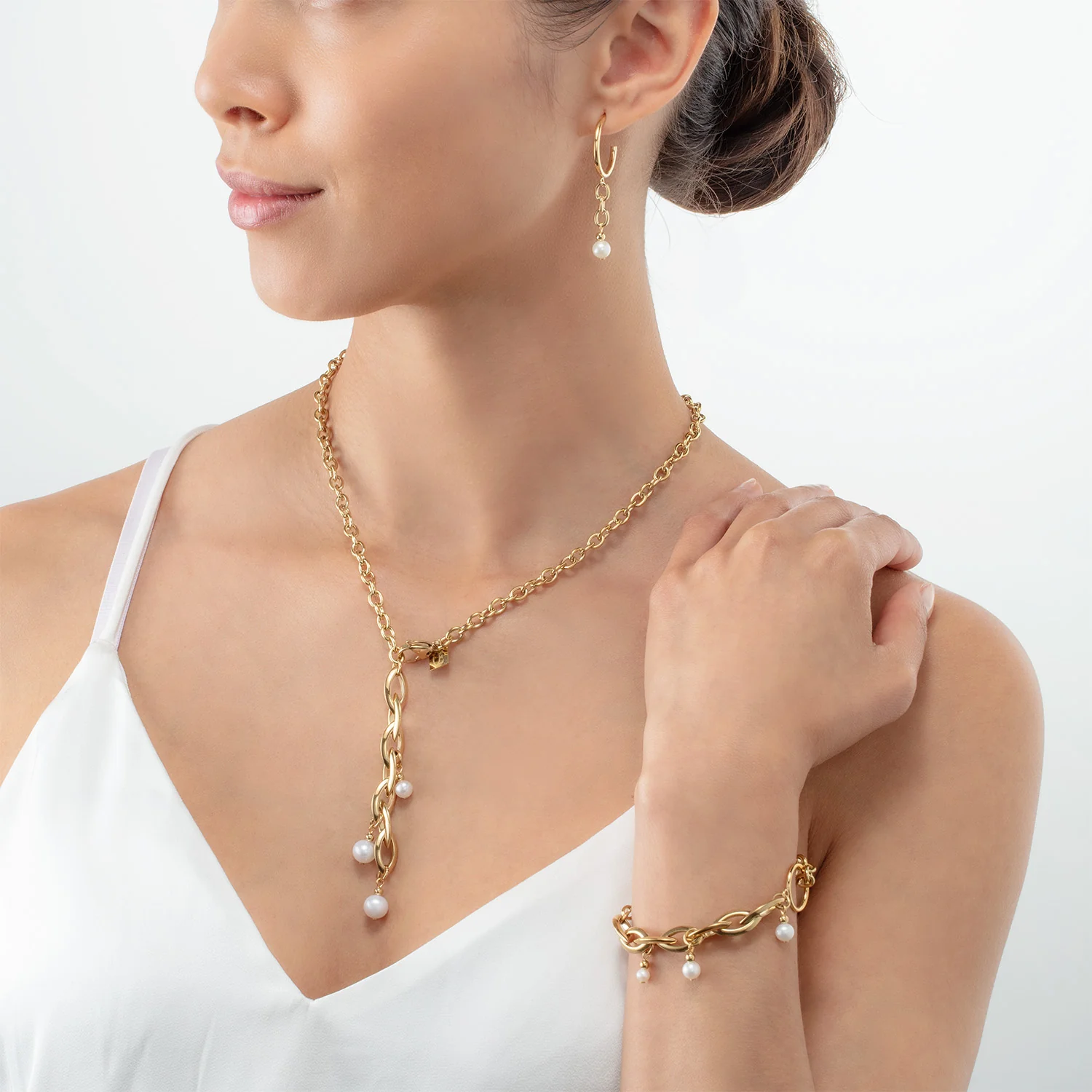Collier Y Navette Perles d'eau douce or - Image 5