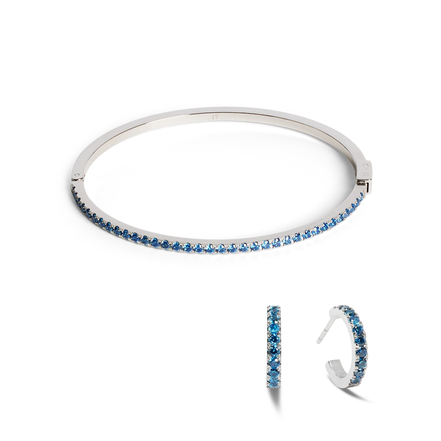 Créole Eternal Love mini argent-bleu - Image 3