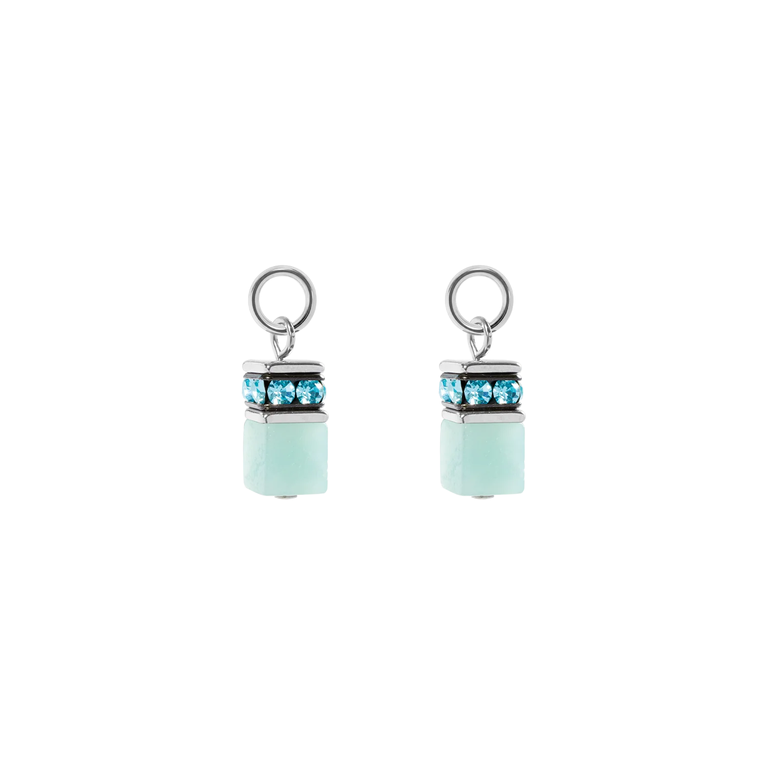 EAR ME UP Charm GeoCUBE® argent-aqua