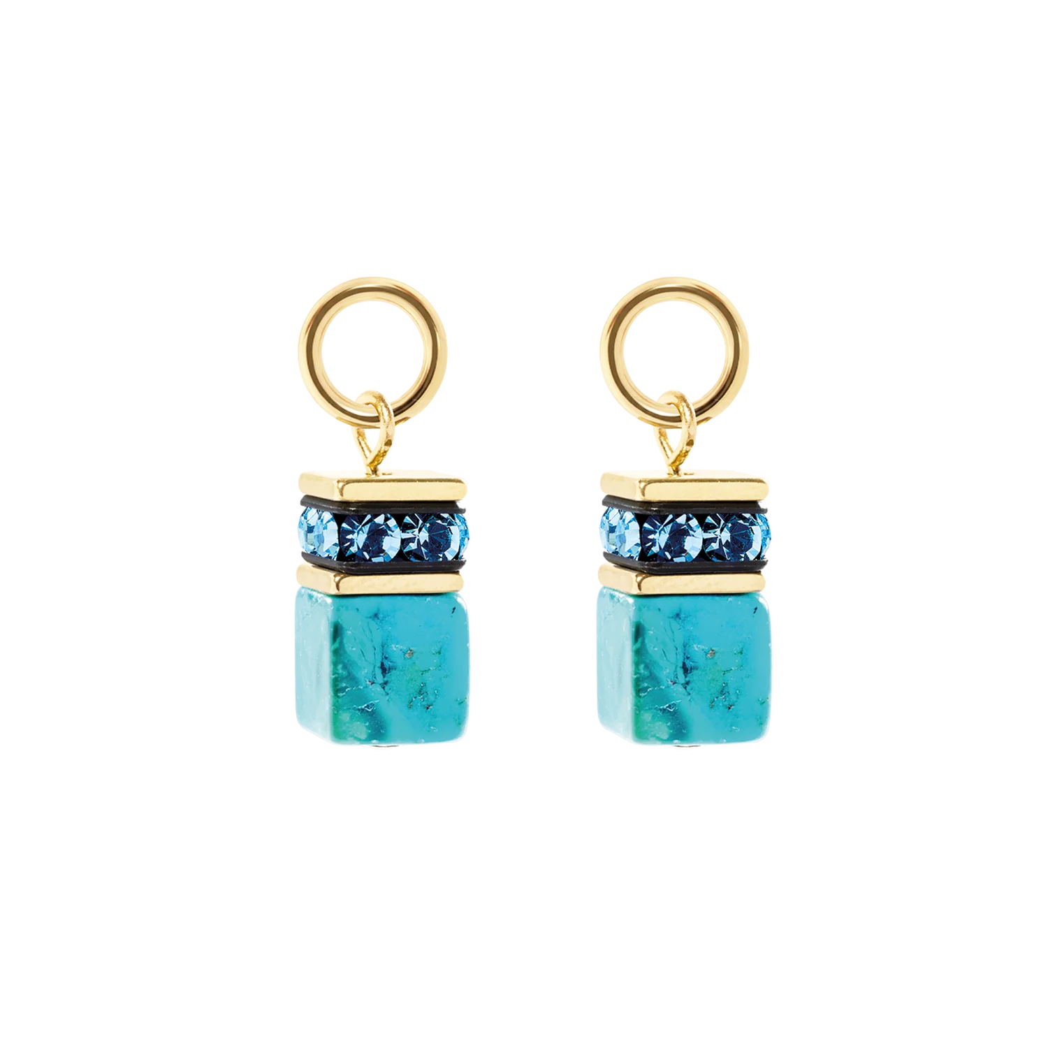 EAR ME UP Charm GeoCUBE® or-turquoise - Image 2