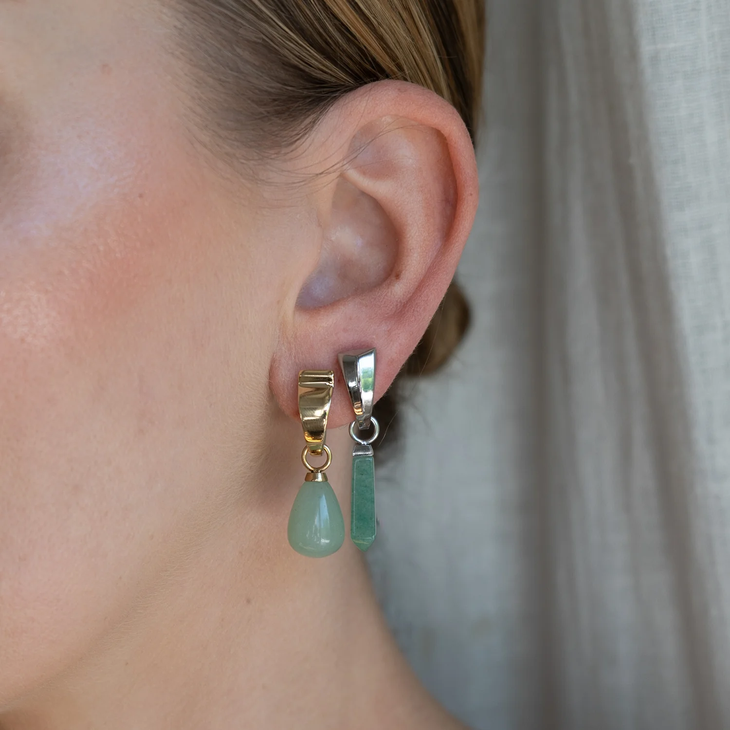 EAR ME UP Charm goutte argent-vert - Image 3