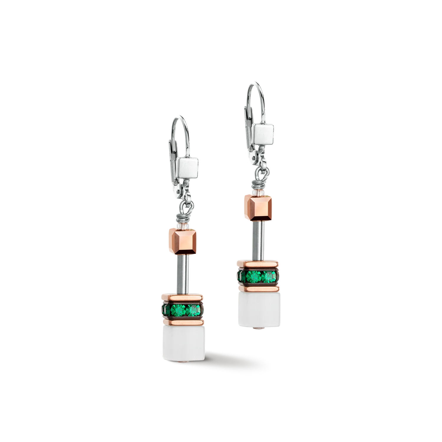 es d'oreille GeoCUBE® Iconic or rose blanc & vert foncé