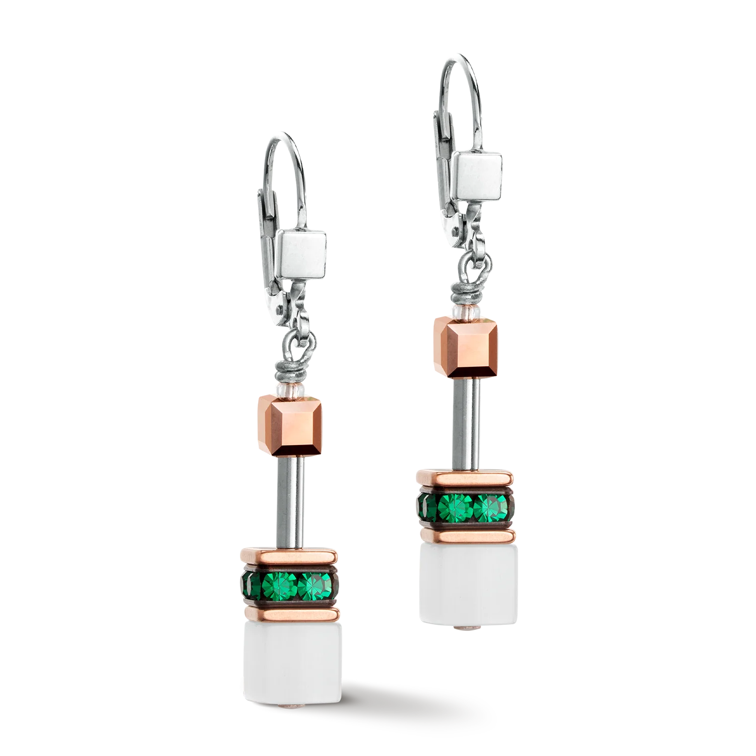 es d'oreille GeoCUBE® Iconic or rose blanc & vert foncé - Image 2