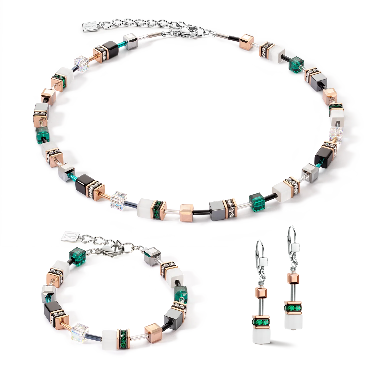 es d'oreille GeoCUBE® Iconic or rose blanc & vert foncé - Image 3