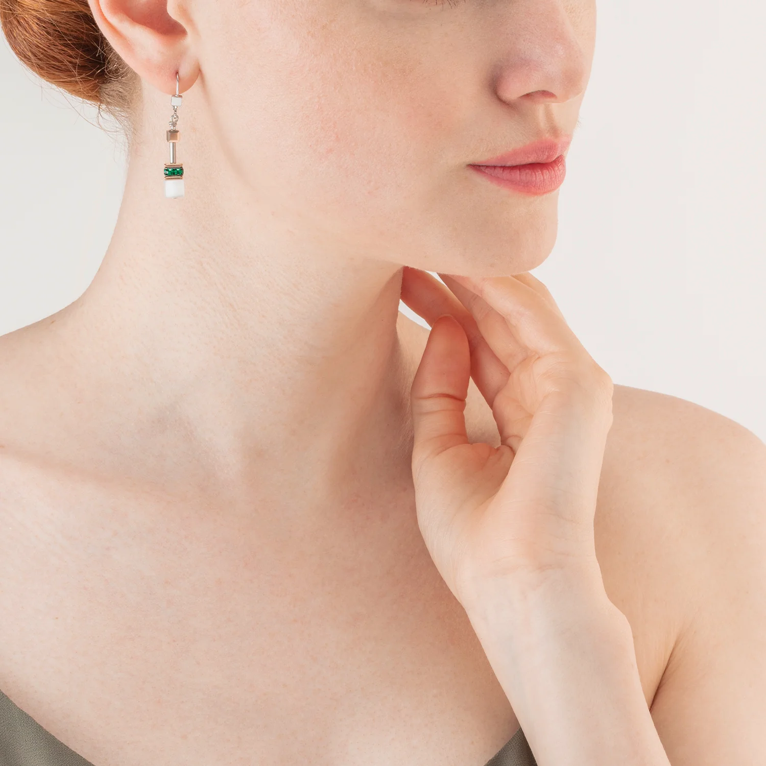 es d'oreille GeoCUBE® Iconic or rose blanc & vert foncé - Image 4