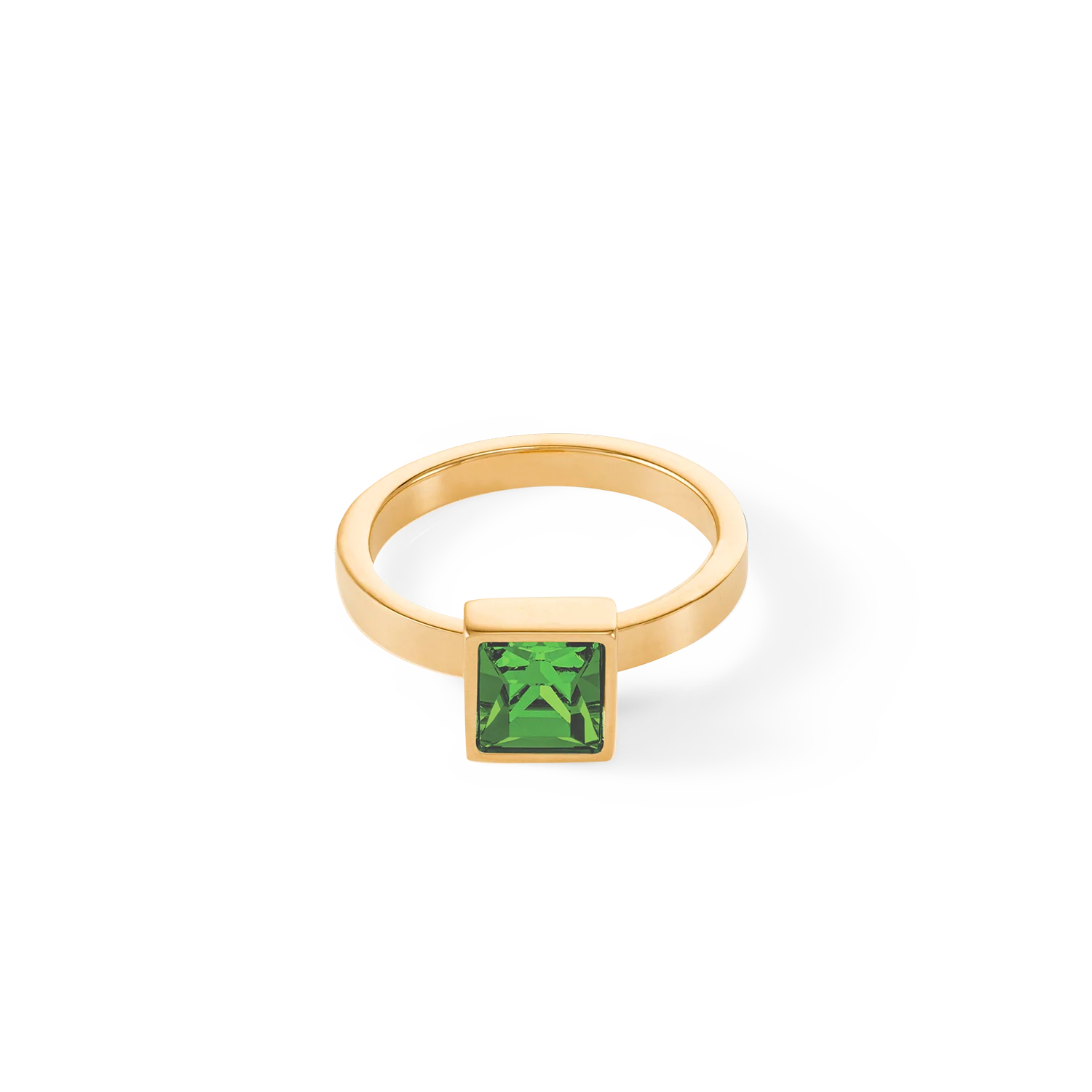 Grosse bague Brilliant Square or vert