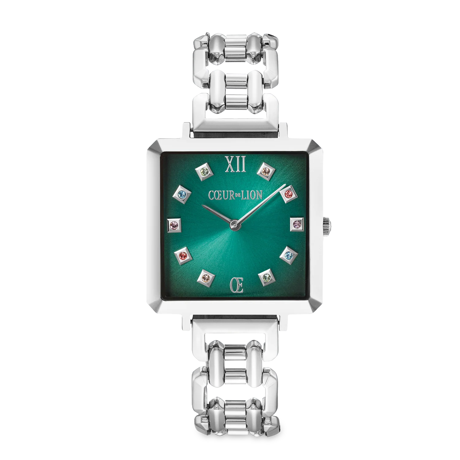 Montre Iconic Cube Turquoise Glaze Statement argent