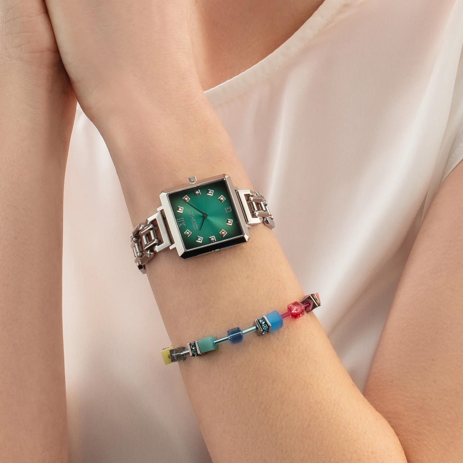 Montre Iconic Cube Turquoise Glaze Statement argent - Image 3
