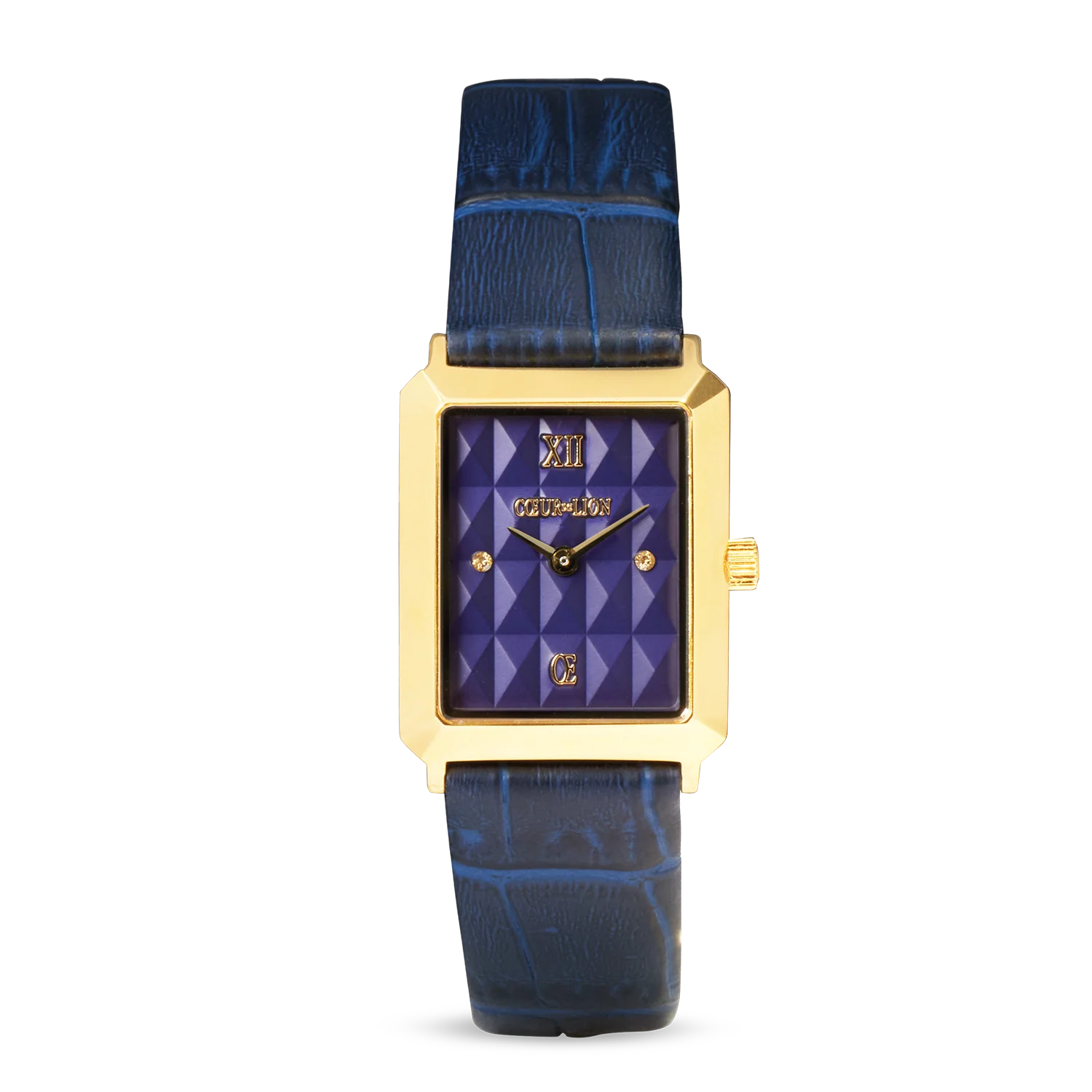 Montre Iconic Spikes Bracelet Cuir Midnight Blue Or