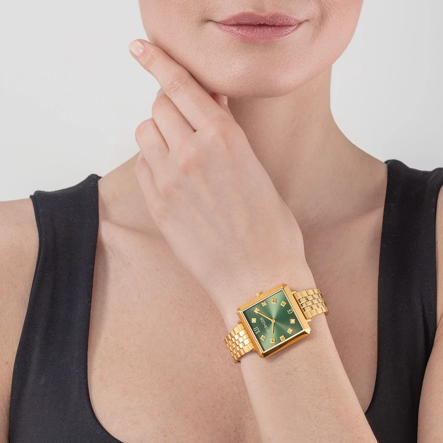Montre Iconic Square Glamorous Green Acier Inoxydable Or - Image 3