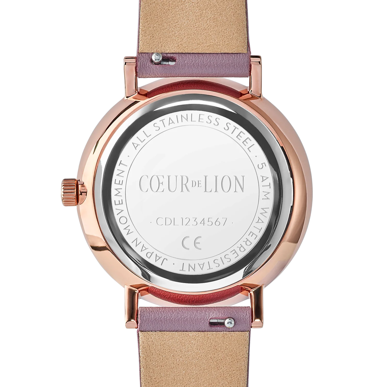 Montre ronde Brilliant White Bracelet Cuir Mauve - Image 3