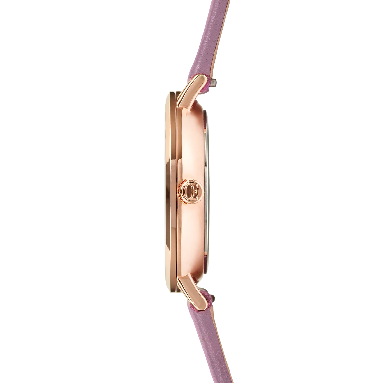 Montre ronde Brilliant White Bracelet Cuir Mauve - Image 5