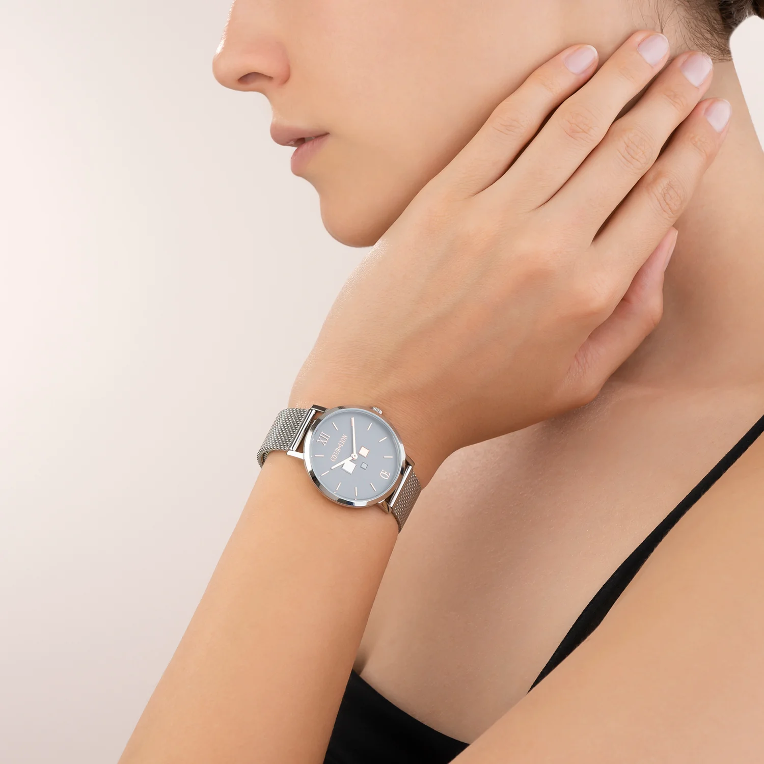 Montre Ronde Cool Grey Milanaise Acier Inoxydable - Image 3
