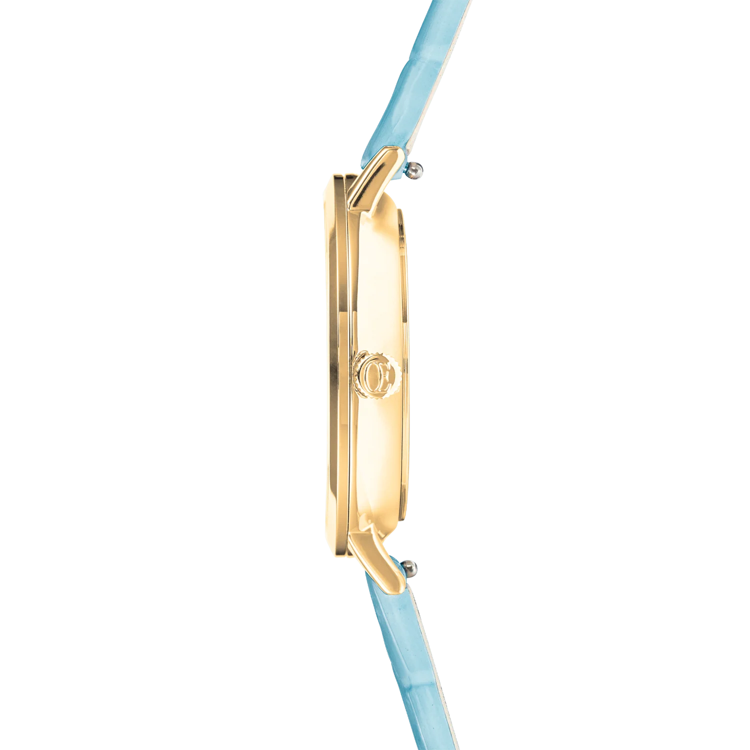 Montre Ronde Pastel Lovers Or Bracelet Cuir Bleu - Image 4