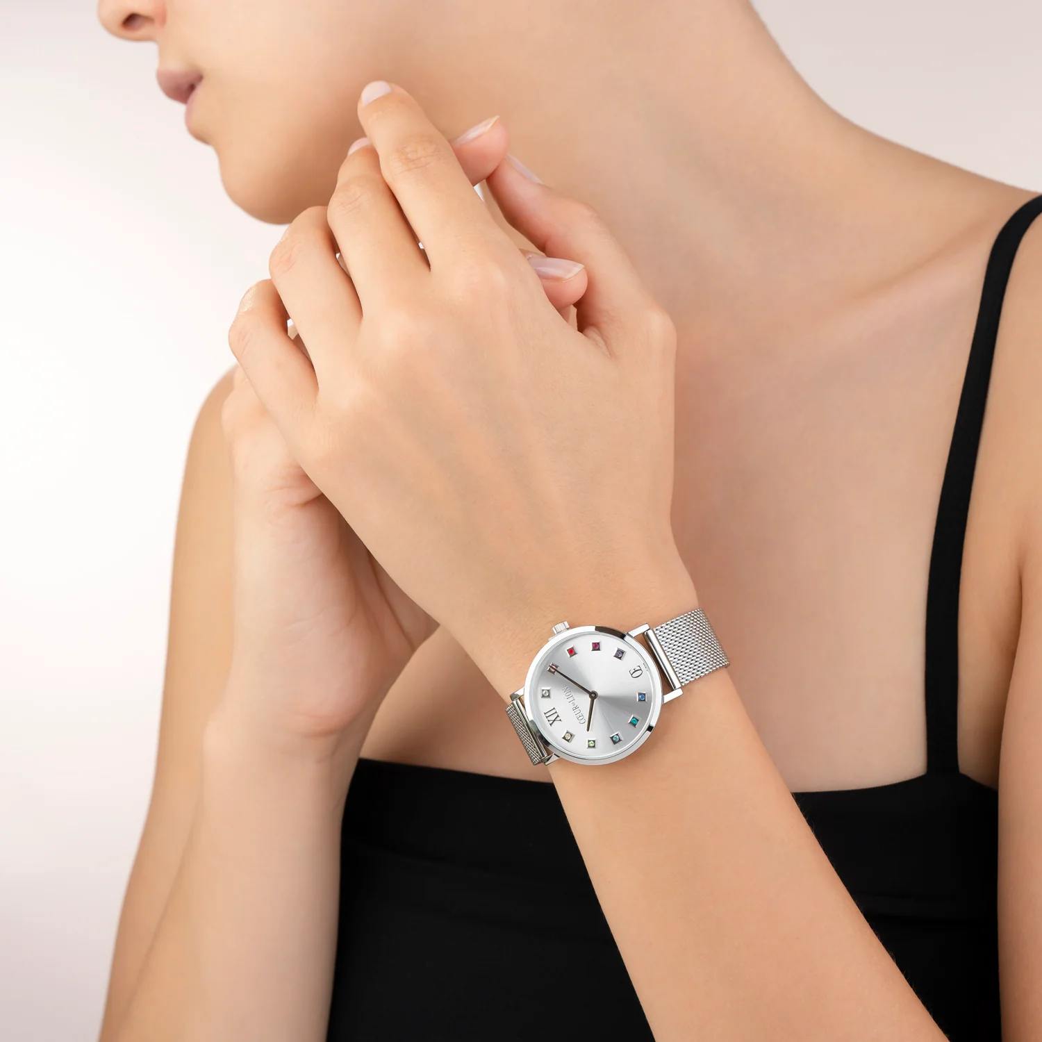Montre Ronde Silver Sunray Milanaise Acier Inoxydable - Image 3