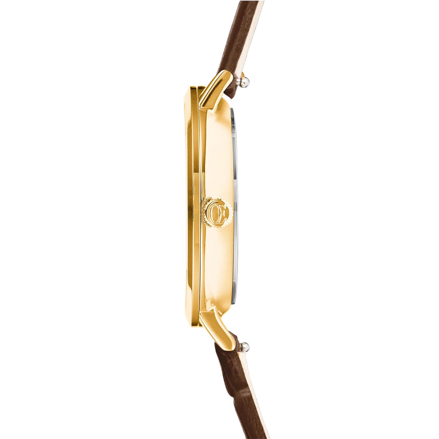 Montre ronde Sparkling Sunray et bracelet en cuir marron or - Image 4