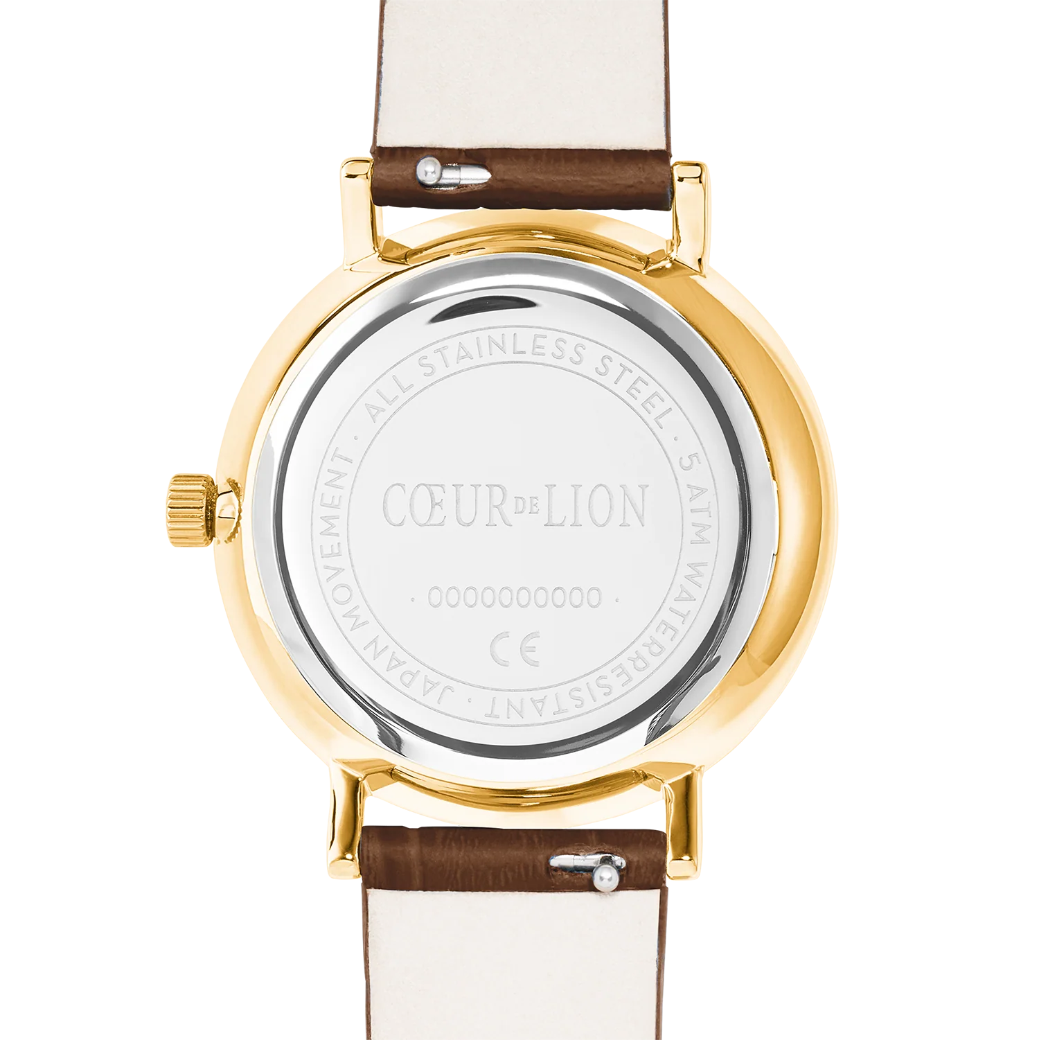 Montre ronde Sparkling Sunray et bracelet en cuir marron or - Image 6