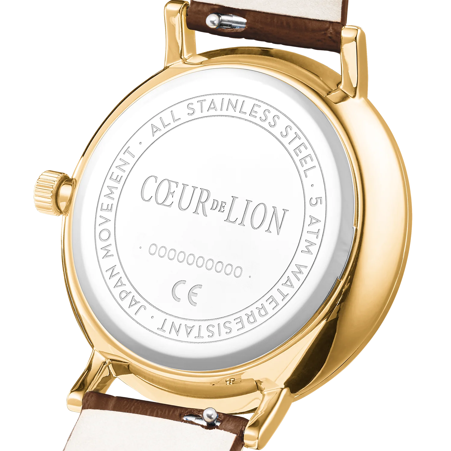 Montre ronde Sparkling Sunray et bracelet en cuir marron or - Image 7