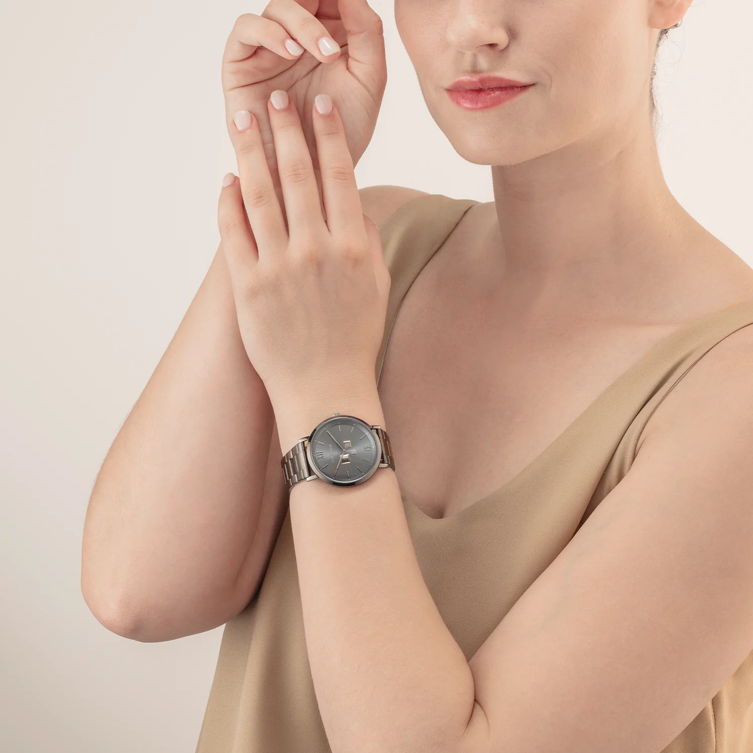 Montre Ronde Statement Unisex Anthracite Sunray Acier Inoxydable Light Gun Metal Satiné - Image 3
