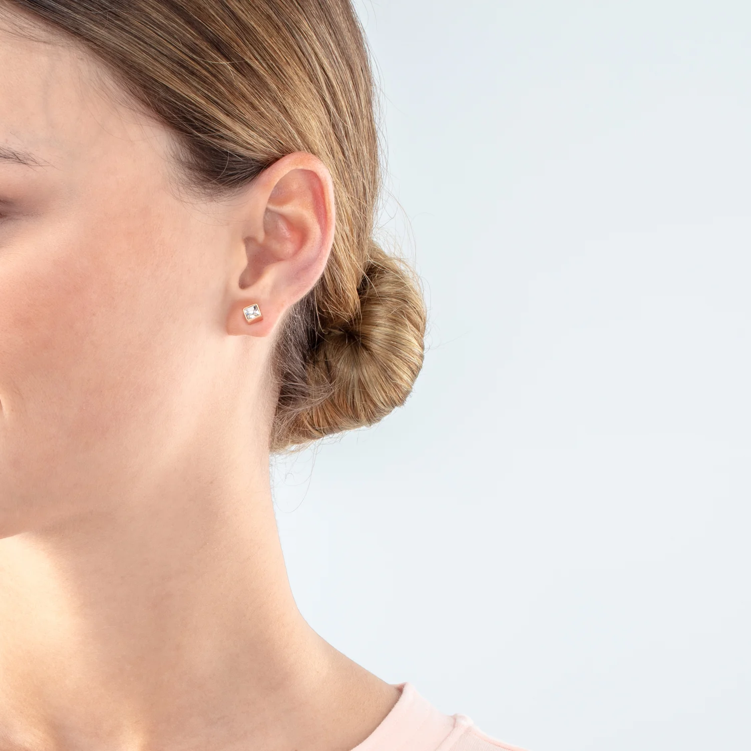 Petites boucles d'oreilles Brilliant Square or rose cristal - Image 4