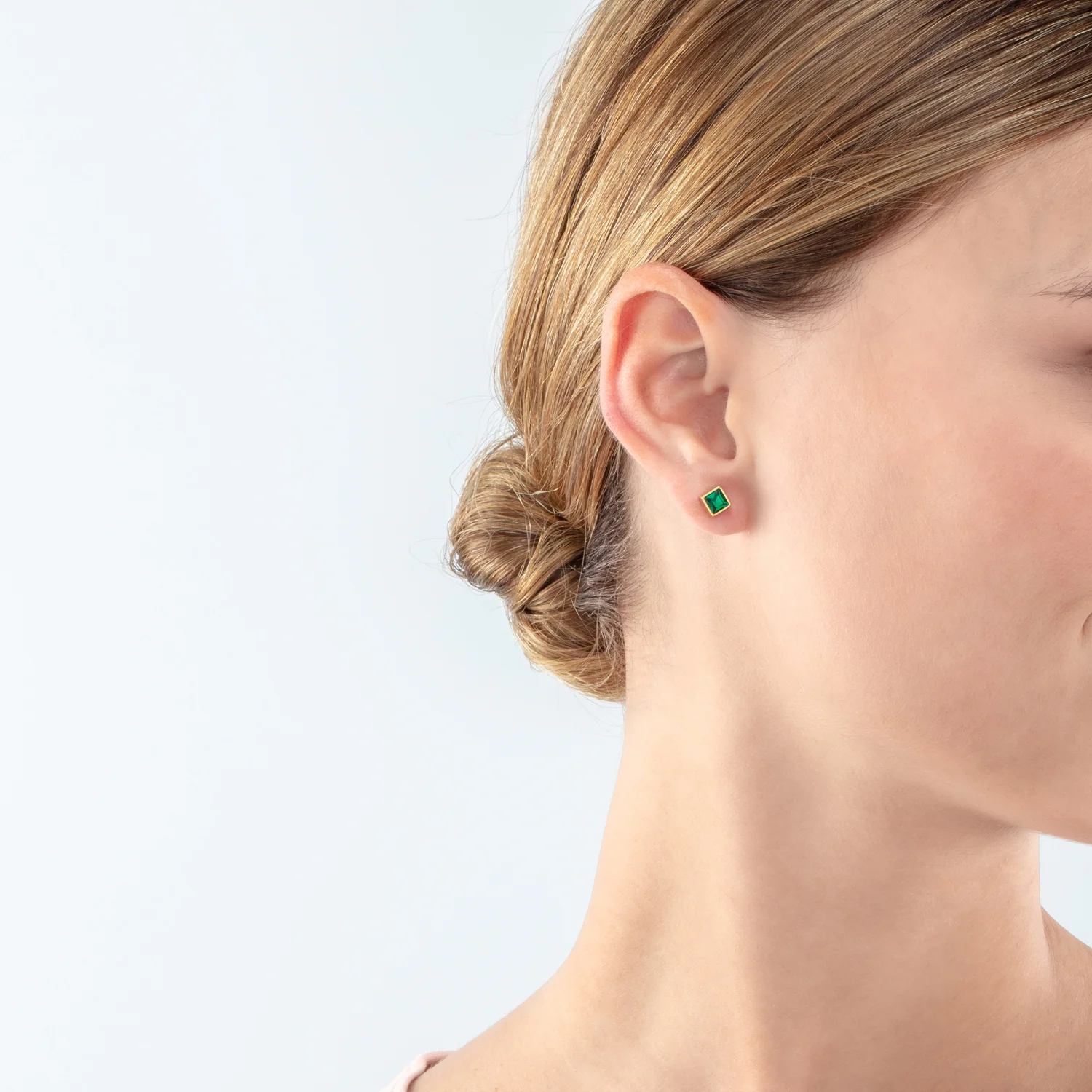 Petites boucles d'oreilles Brilliant Square or vert foncé - Image 4