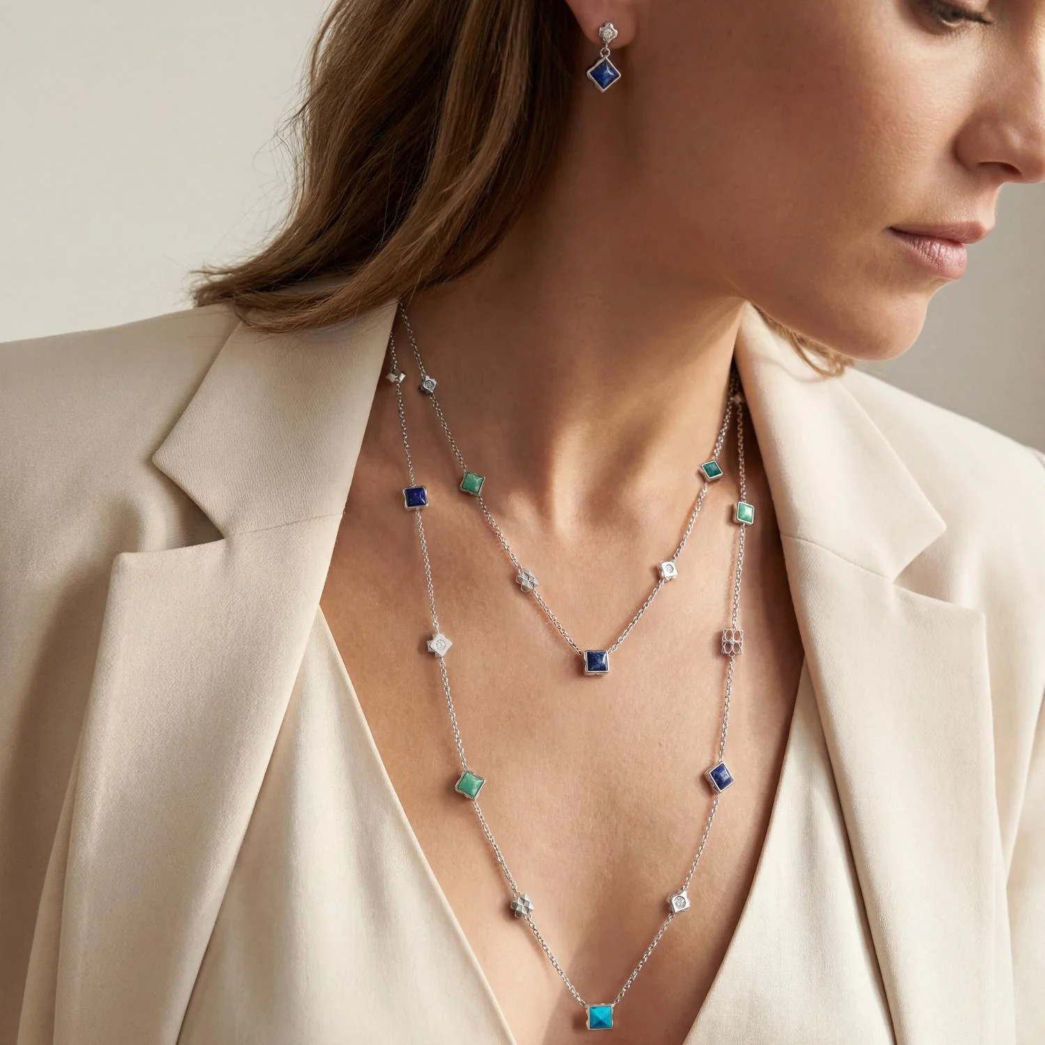 STATION Collection collier argent-bleu - Image 4