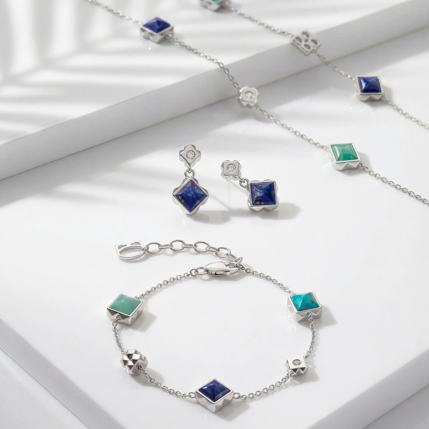 STATION Collection collier argent-bleu - Image 5