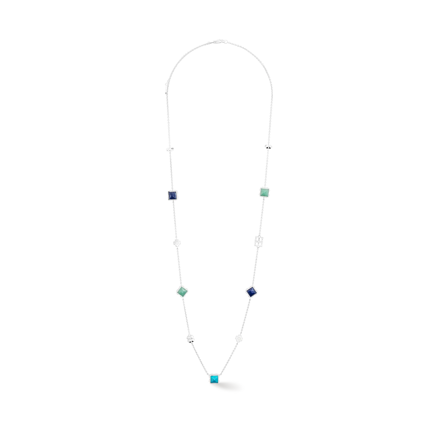 STATION Collection collier long argent-bleu