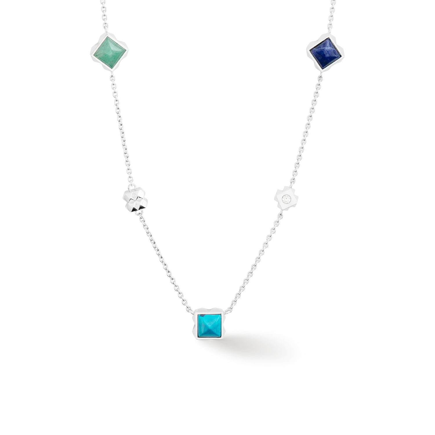 STATION Collection collier long argent-bleu - Image 3