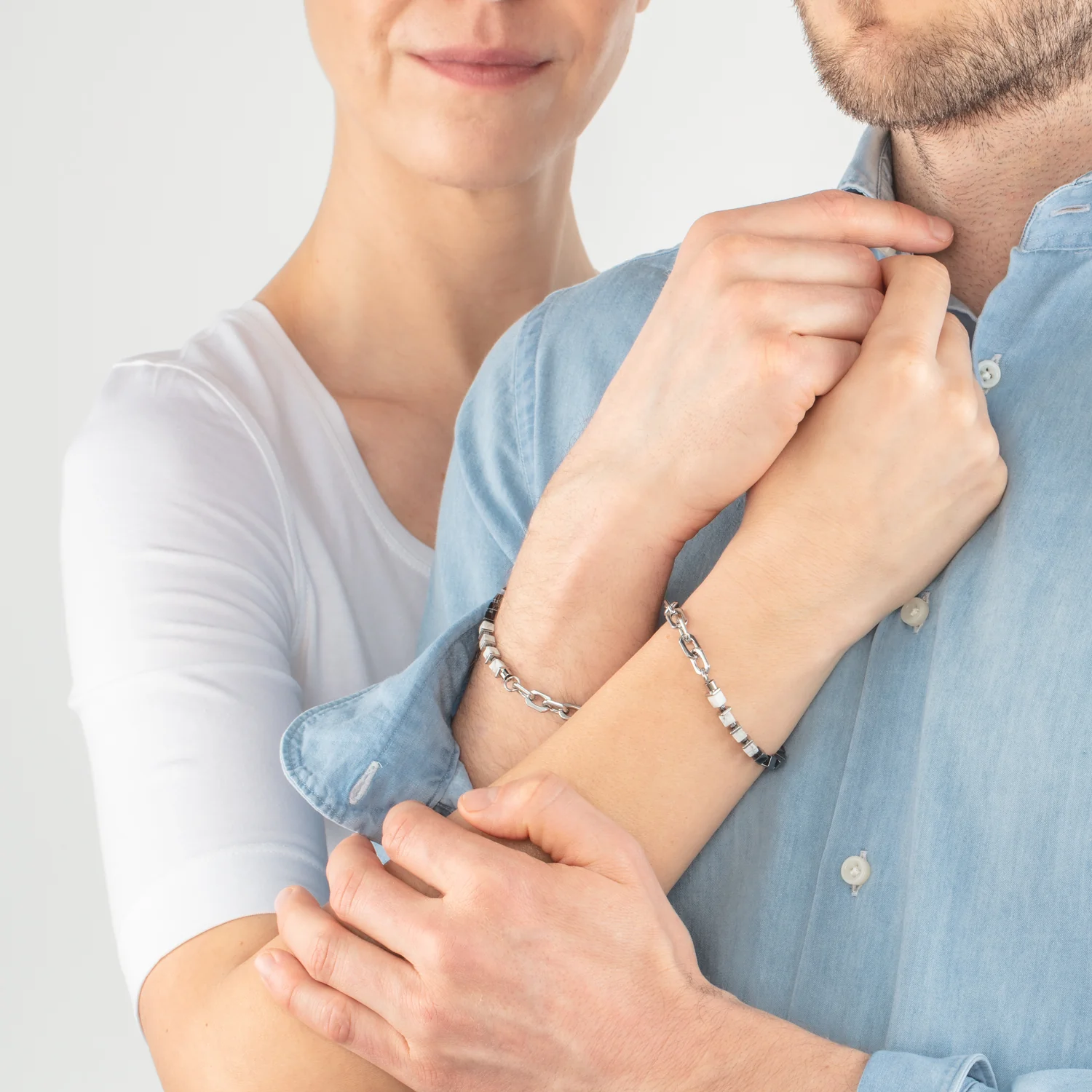 Unisex bracelet Fusion link chain blanc - Image 3